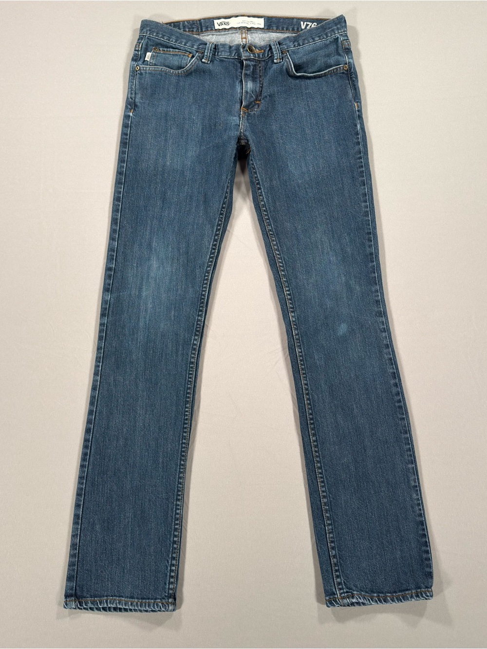 Vans V76 Skinny Jeans 32x32 (Fits 30x30) Med Wash Blue Stretch Skateboard Denim